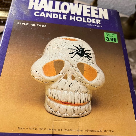 Halloween Skull Spider Web And Spider Luminary Vtg - Picture 8 of 14